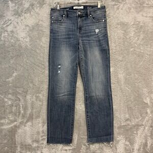 Liverpool Los Angeles Straight Leg Jeans Womens 6/28 Blue Eco Logical Distressed